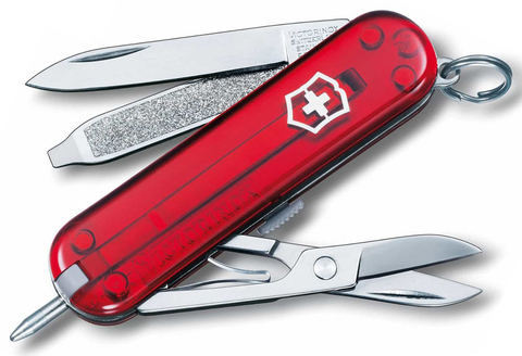 Нож-брелок Victorinox Classic Signature Lite, 58 мм, 7 функций, красный полупрозрачный 0.6226.T от прозводителя Victorinox