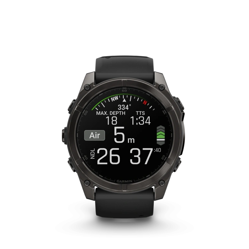 Garmin Fenix 8 - 51 мм AMOLED | SAPPHIRE | Carbon grey DLC with Black/pebble grey silicone band