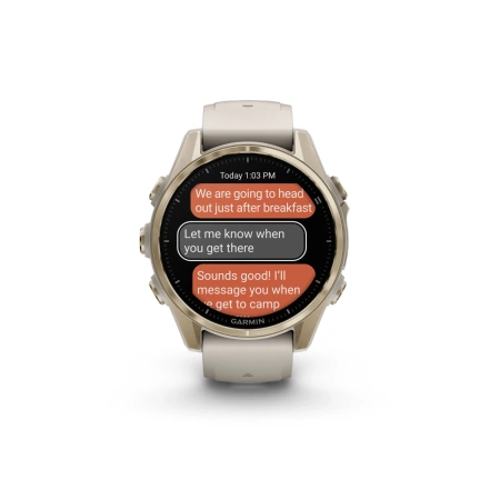 Garmin Fenix 8 - 43 мм AMOLED | Sapphire | Soft Gold with Fog grey/dark sandstone silicone band