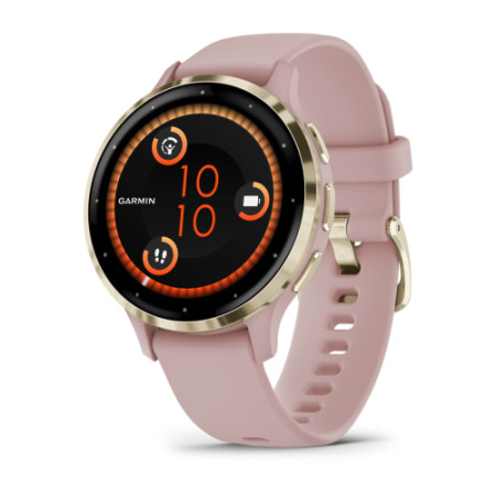 Garmin Venu 3s - 41 мм | Soft gold stainless steel bezel with dust rose case and silicone band