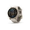 Garmin Fenix 8 - 43 мм AMOLED | Sapphire | Soft Gold with Fog grey/dark sandstone silicone band