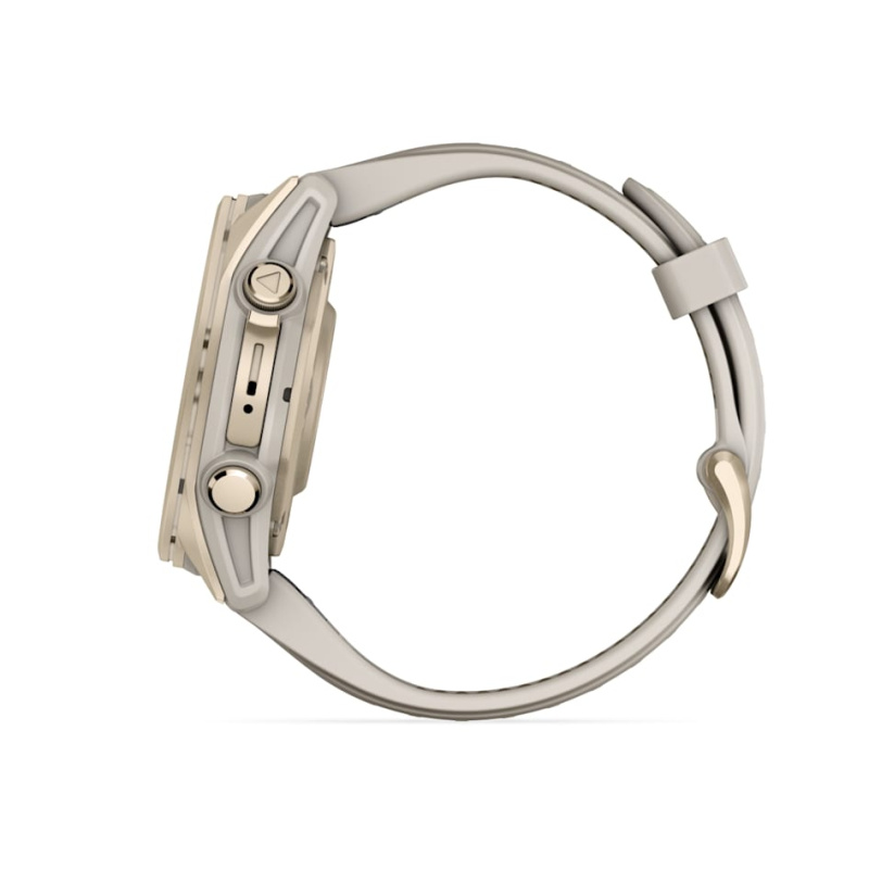 Garmin Fenix 8 - 43 мм AMOLED | Sapphire | Soft Gold with Fog grey/dark sandstone silicone band