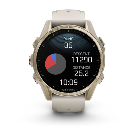 Garmin Fenix 8 - 43 мм AMOLED | Sapphire | Soft Gold with Fog grey/dark sandstone silicone band