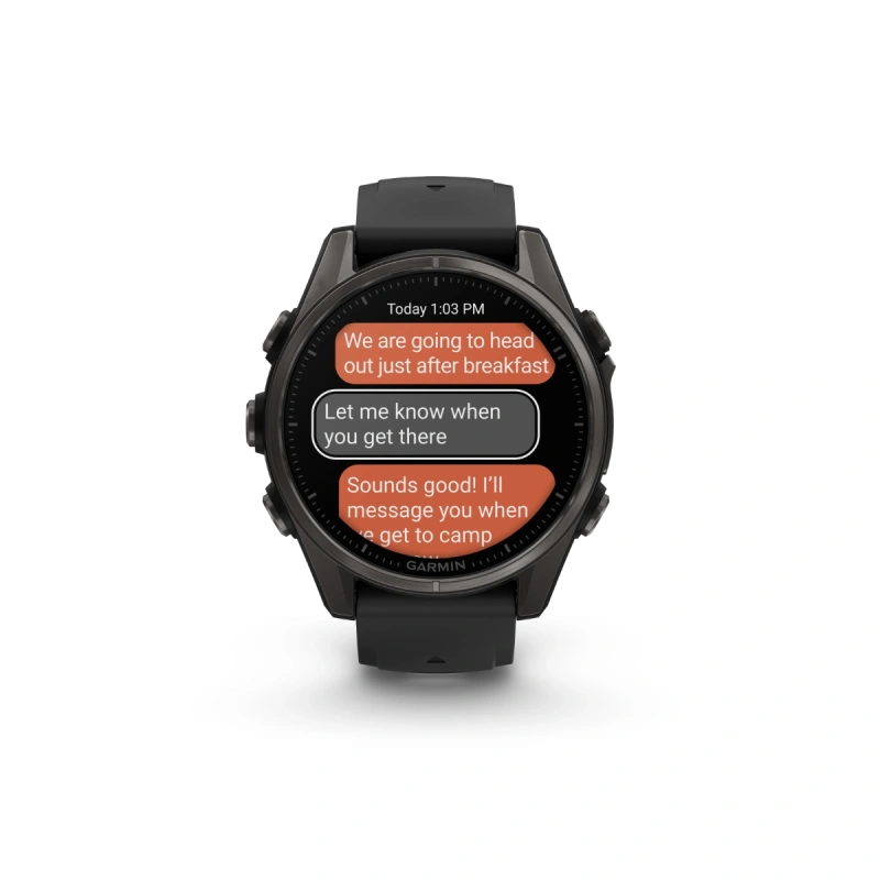 Garmin Fenix 8 - 43 мм AMOLED | Sapphire | Carbon grey DLC titanium with Black/pebble grey silicone band