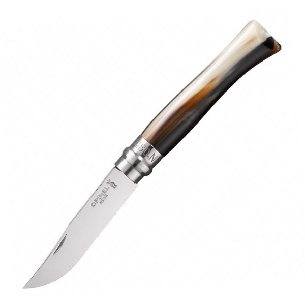 Нож Opinel №8, нержавеющая сталь, полированный клинок, рукоять светлый рог буйвола, дерев футляр, 000980 000980 от прозводителя Opinel