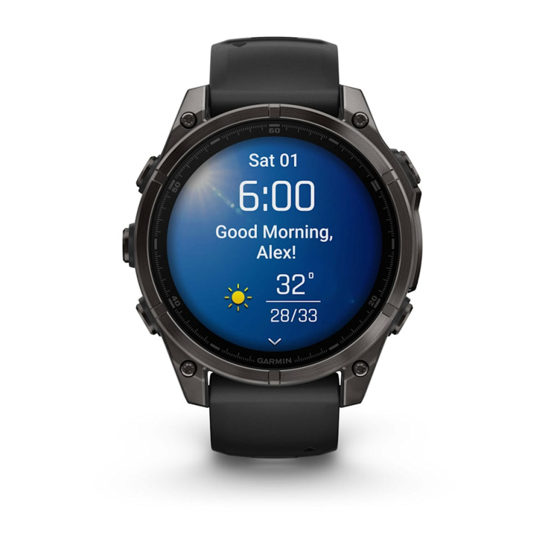 Garmin Fenix 8 - 47 мм AMOLED | SAPPHIRE | Carbon grey DLC titanium with Black/pebble grey silicone band