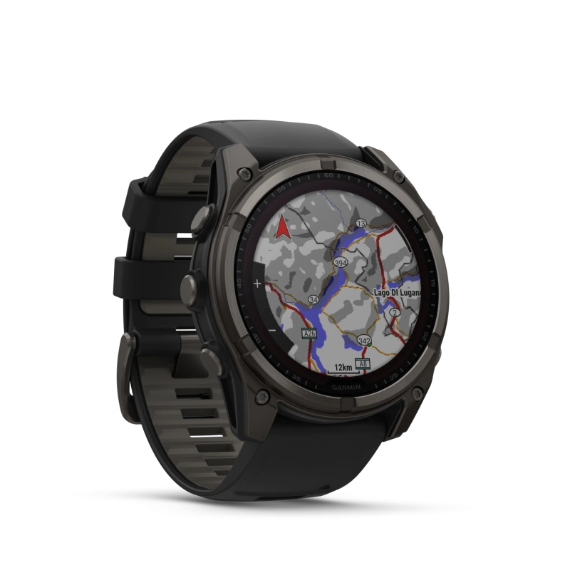 Garmin Fenix 8 - 51 мм SOLAR | SAPPHIRE | Carbon grey DLC titanium with Black/pebble grey silicone band